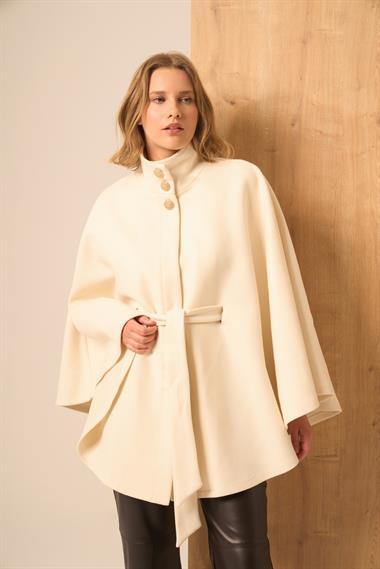 FTZ Women Kadın Kaşe Yarasa Kaban  Ekru 31273