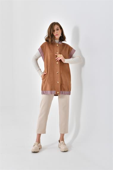 FTZ Women Kadın Kaşe Yelek  Camel 30635