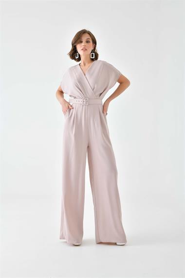 FTZ Women Kadın Kemerli Tulum  Beige 30724