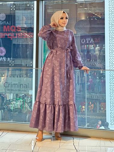 FTZ Women Kadın Kesme Çiçek Desen Şifon Elbise  Mor 301321