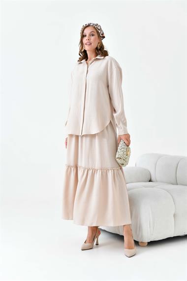 FTZ Women Kadın Keten Takım  Beige 30873