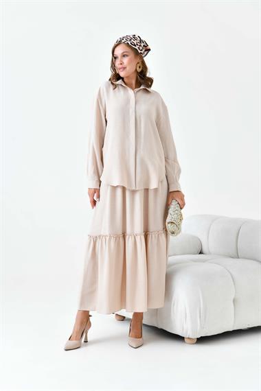 FTZ Women Kadın Keten Takım  Beige 30873