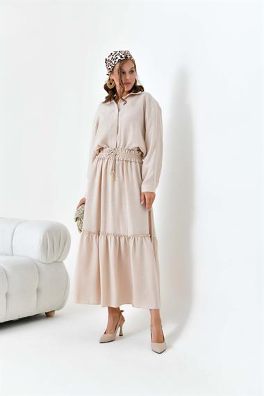 FTZ Women Kadın Keten Takım  Beige 30873