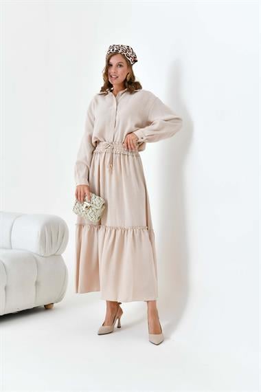 FTZ Women Kadın Keten Takım  Beige 30873