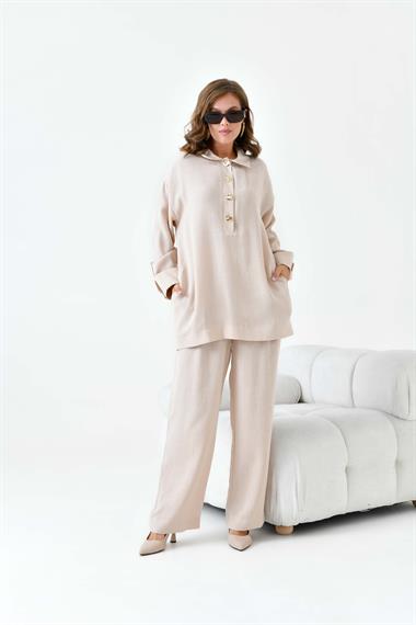 FTZ Women Kadın Keten Takım  Beige 30874