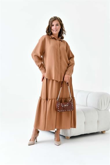 FTZ Women Kadın Keten Takım  Taba 30873