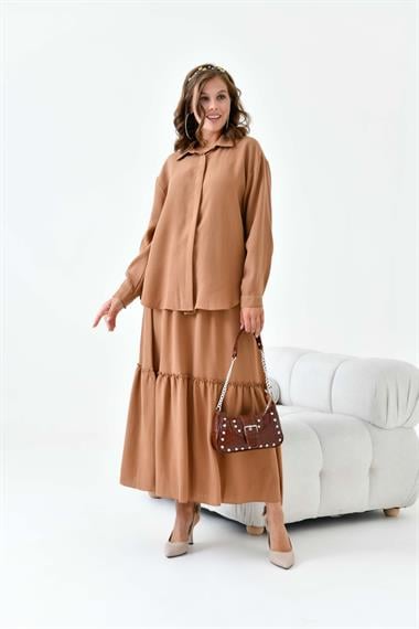 FTZ Women Kadın Keten Takım  Taba 30873