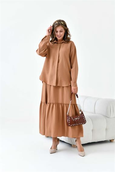 FTZ Women Kadın Keten Takım  Taba 30873