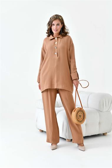FTZ Women Kadın Keten Takım  Taba 30874