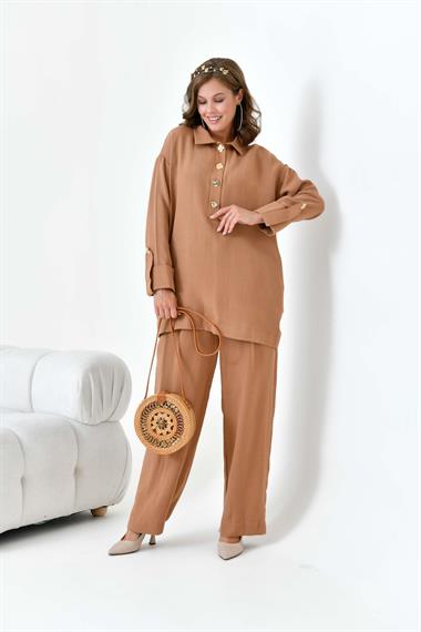 FTZ Women Kadın Keten Takım  Taba 30874
