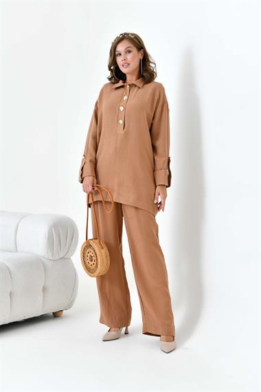 FTZ Women Kadın Keten Takım  Taba 30874