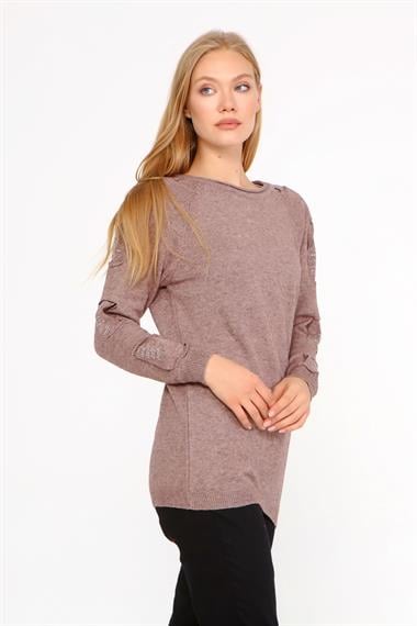 FTZ Women Kadın Kol Detay Kazak  Beige 21-1237