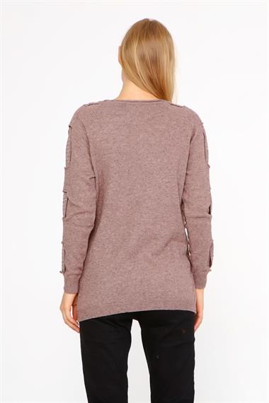 FTZ Women Kadın Kol Detay Kazak  Beige 21-1237