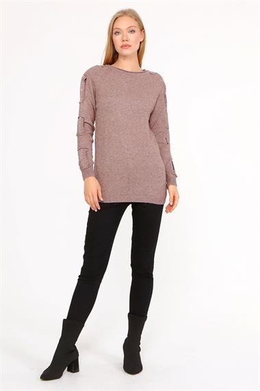 FTZ Women Kadın Kol Detay Kazak  Beige 21-1237