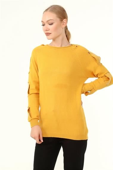 FTZ Women Kadın Kol Detay Kazak  Safran 21-1237