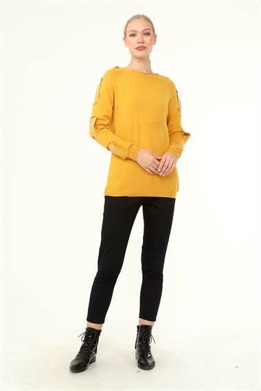 FTZ Women Kadın Kol Detay Kazak  Safran 21-1237