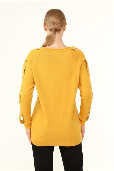 FTZ Women Kadın Kol Detay Kazak  Safran 21-1237