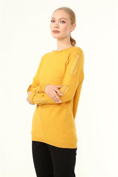 FTZ Women Kadın Kol Detay Kazak  Safran 21-1237