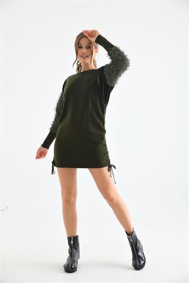 FTZ Women Kadın Kol Püskül Detay Tunik  Haki 21-1245