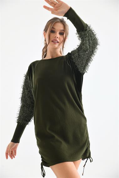 FTZ Women Kadın Kol Püskül Detay Tunik  Haki 21-1245