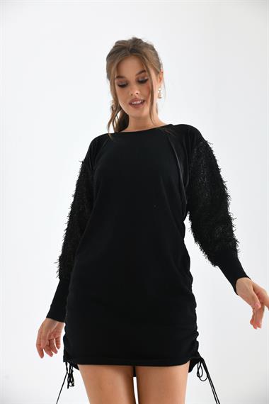 FTZ Women Kadın Kol Püskül Detay Tunik  Siyah 21-1245