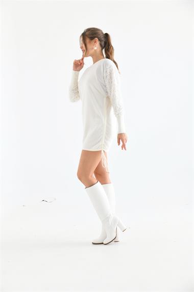 FTZ Women Kadın Kol Püskül Detay Tunik  Ekru 21-1245