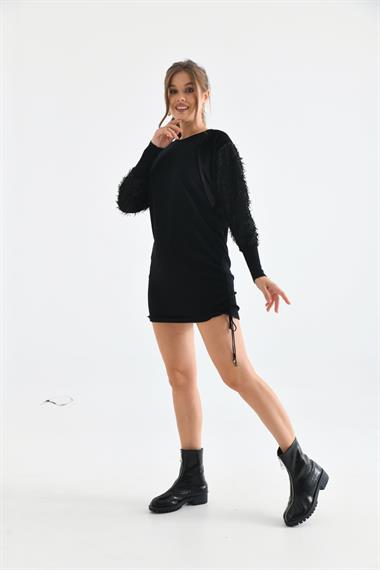 FTZ Women Kadın Kol Püskül Detay Tunik  Siyah 21-1245