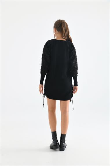 FTZ Women Kadın Kol Püskül Detay Tunik  Siyah 21-1245