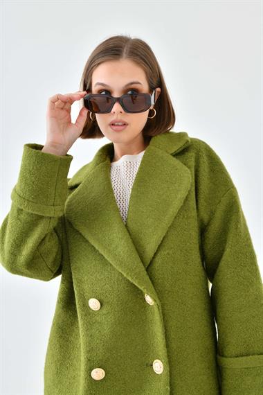 FTZ Women Kadın Kravuze Kaşe Kaban  Haki 30642