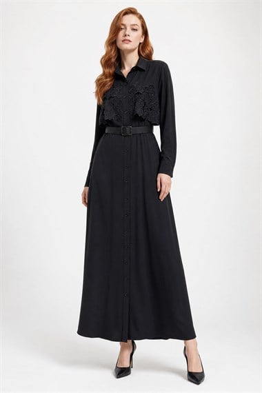 FTZ Women Kadın Krep Elbise  Siyah 31378