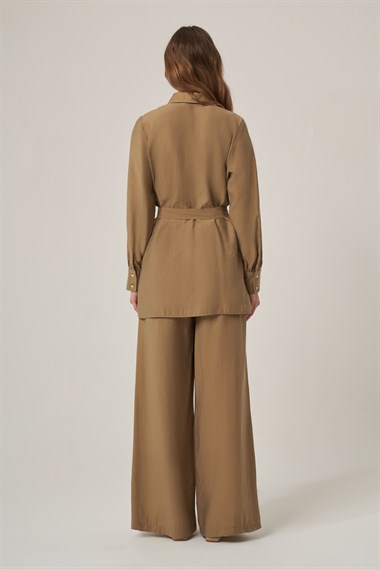 FTZ Women Kadın Krok Taş Detay Takım  Koyu Beige 31416