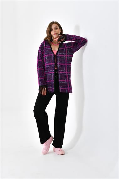 FTZ Women Kadın Kuş Tüyü Detaylı Pantolonlu Takım  Siyah 20572