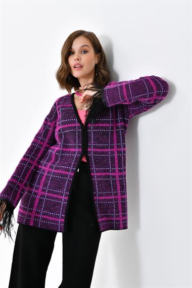 FTZ Women Kadın Kuş Tüyü Detaylı Pantolonlu Takım  Siyah 20572