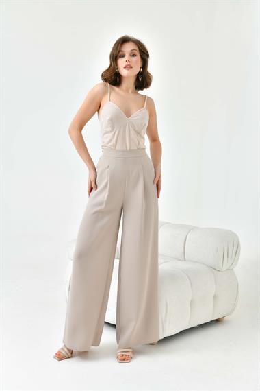 FTZ Women Kadın Lastikli Pantolon  Beige 30756