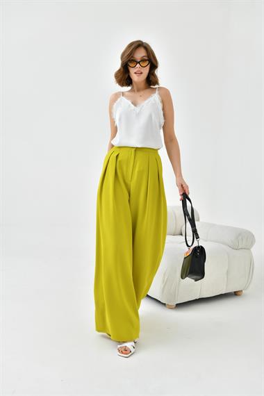 FTZ Women Kadın Lastikli Pleli Pantolon  Asit 30762