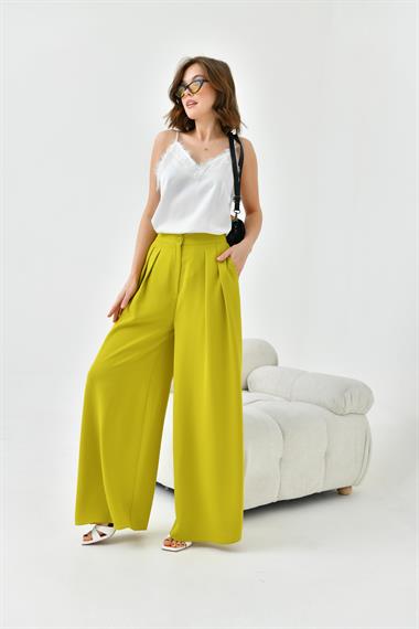 FTZ Women Kadın Lastikli Pleli Pantolon  Asit 30762
