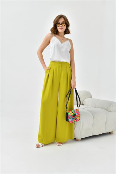 FTZ Women Kadın Lastikli Pleli Pantolon  Asit 30762