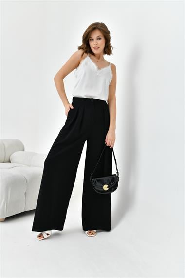 FTZ Women Kadın Lastikli Pleli Pantolon  Siyah 30762