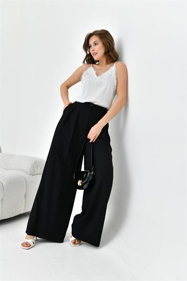 FTZ Women Kadın Lastikli Pleli Pantolon  Siyah 30762