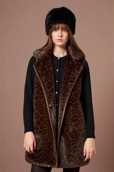 FTZ Women Kadın Leopar Yelek  Kahve 31275
