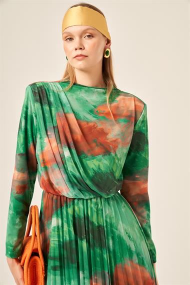 FTZ Women Kadın Likra Tül Elbise  Açık Yeşil 30417