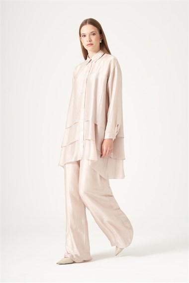 FTZ Women Kadın Liyosel Saten Takım  Beige 31521