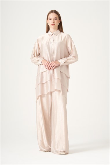 FTZ Women Kadın Liyosel Saten Takım  Beige 31521