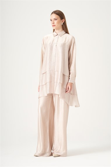 FTZ Women Kadın Liyosel Saten Takım  Beige 31521