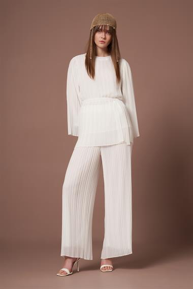 FTZ Women Kadın Manolya Pliseli Takım  Ekru 31304