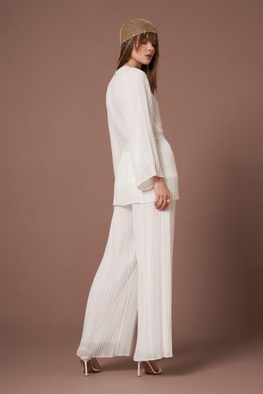 FTZ Women Kadın Manolya Pliseli Takım  Ekru 31304