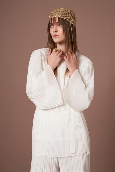 FTZ Women Kadın Manolya Pliseli Takım  Ekru 31304