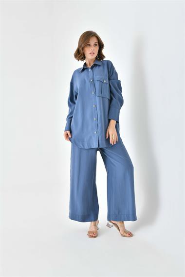 FTZ Women Kadın Modal Cepli Takım  İndigo 30717