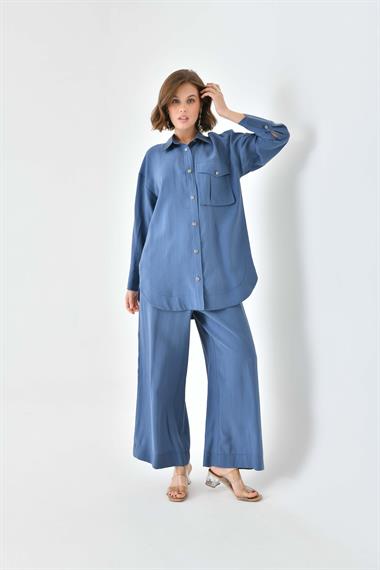 FTZ Women Kadın Modal Cepli Takım  İndigo 30717