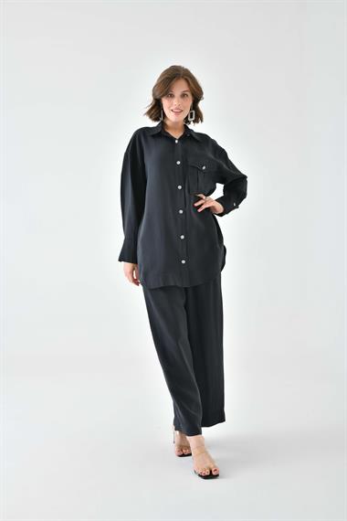 FTZ Women Kadın Modal Cepli Takım  Siyah 30717